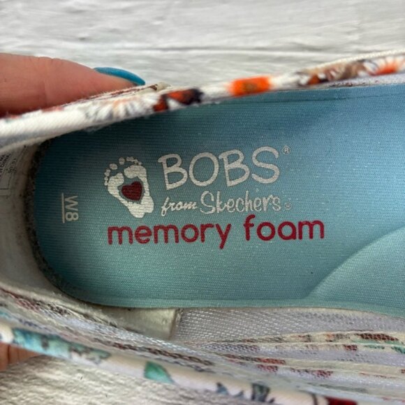 Skechers BOBS Women's Plush-Daisy Darling Sheer Panel Floral Slip Ballet Flat - Picture 11 of 15